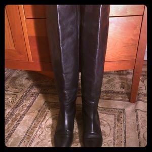 Loeffler Randall Over the Knee Black Leather Boots